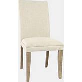 Carlyle Crossing Dining Chair in Distressed Pine & Cream Fabric (Set of 2)